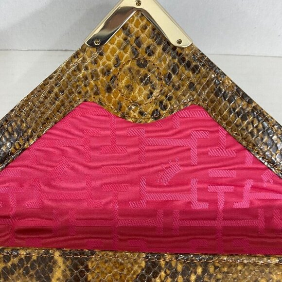 Elaine Turner Clutch Faux Snakeskin Pebbled Magnetic Closure Envelope Mobwife - Picture 12 of 16